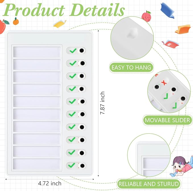 Queekay 4 Pcs Blank Chore Chart Kids Chore Chart, Plastic Checklist Board with 8 Detachable Cardstock to Do List for Home Routine Planning (White, Pink, Blue, Green) - Image 2