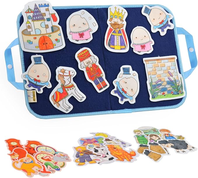 CHEFAN Felt Board for Toddlers, 4 Set Nursery Rhymes Felt Pieces, Precut Flannel Figures, Humpty Dumpty,Hey Diddle Diddle,Hickory Dickory Dock,Baa Baa Black Sheep by CHEFAN