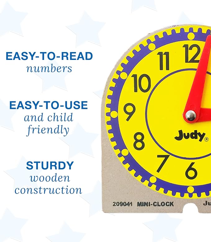 Judy Carson Dellosa 12 Mini Judy Clocks Set, 4" x 4" Learning Clock for Kids Ages 4-8, Kids Analog Clock for Teaching Time, Teaching Time Activity Set for Schools, Homeschool and Daycare - Image 3