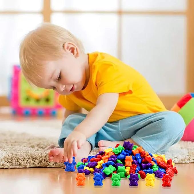 Timoo 120 Pcs Rainbow Counting Bears Math Manipulatives Color Sorting Bears Counting Bears (Green & Purple & Blue & Orange & Red & Yellow) - Image 8