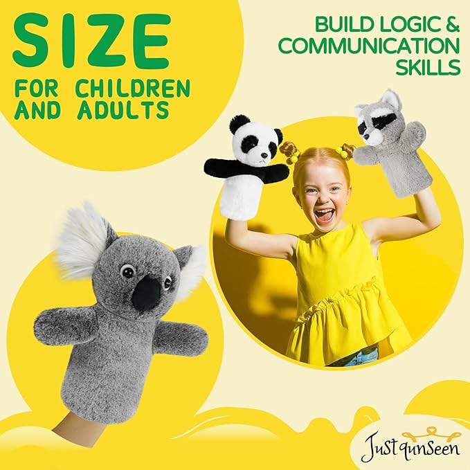 Soft Animal Puppet Educational Toy for Imaginative Play Fabric Story Time Adult Hands Fit Classroom Activity Cute Stuffed Wildlife Koala Puppet