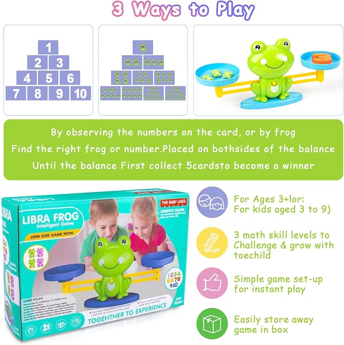 Frog Balance Counting Toys, Cool Math Learning Games for Boys and Girls, Educational Number Preschool Toy, Fun Children's Gift STEM Math Games for Kids Age 3+ (63 PCS) - Image 5