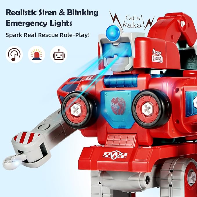 Rescue Hero 5-in-1 Transforming Robot and Fire Truck Toy for Boys 3-8 - Image 4