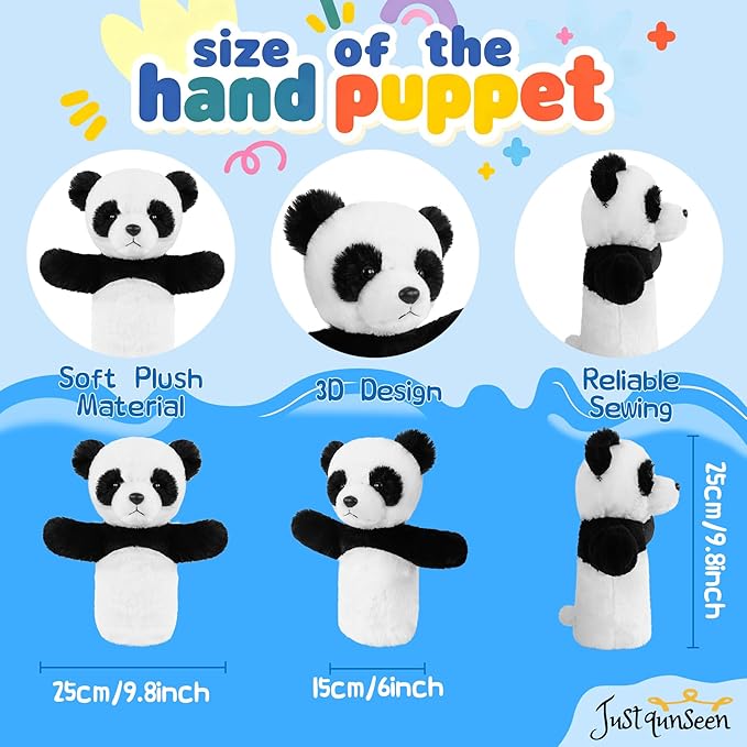 Soft Animal Hand Puppet Preschool Learning Toy Washable Black White Stuffed Story Time Family Fun Interactive Role Play Gift Panda