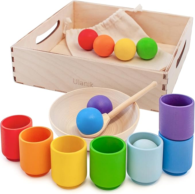 Ulanik Balls in Cups Rainbow Montessori Toys for 1 Year Old by Ulanik
