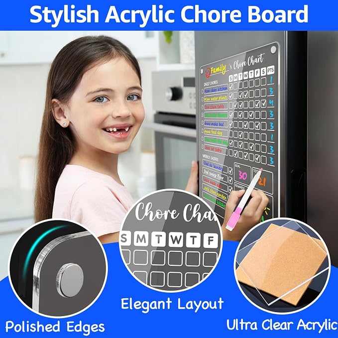 PigPotParty Acrylic Magnetic Chore Chart for Kids, 12x9.5 Inch, 1 Pack - Image 4