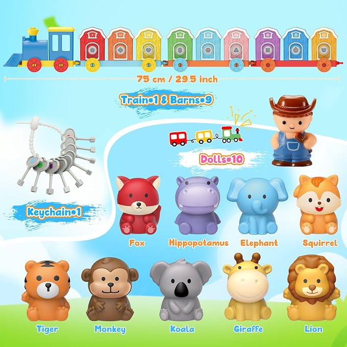 Animal Montessori Learning Toys for 2 3 4 5 Year Old Kids, Toddler Animals Train Locks & Keys Matching Toys Counting & Sorting Trains Set, Preschool Toy Boys Girls Christmas Birthday Gifts Age 2-4 3-5 - Image 6