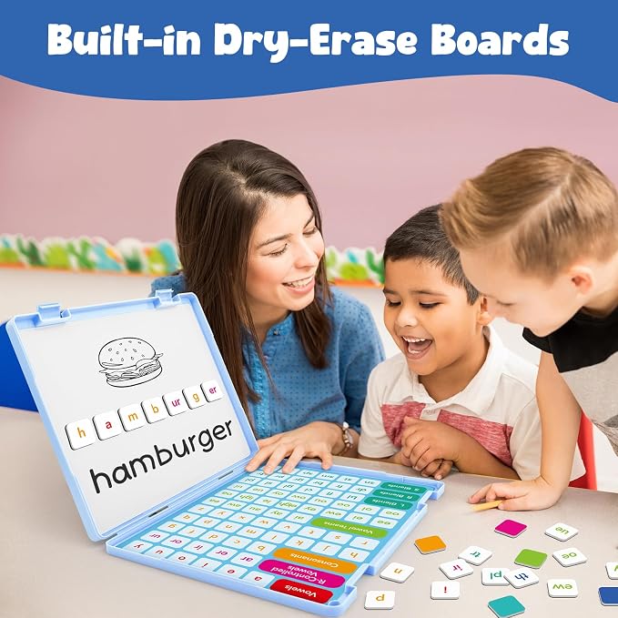 Aizweb Phonics Magnetic Letter Tiles,All-in-one Magnetic Phonics Kit,Reading Spelling & Word Building Games with Dry-Erase Boards,Phonics Games for Preschool & Kindergarten Classroom Learning - Image 2