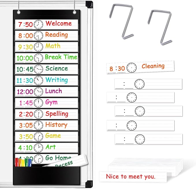 Daily Schedule Pocket Chart, Visual Schedule for Kids, Black - Image 7