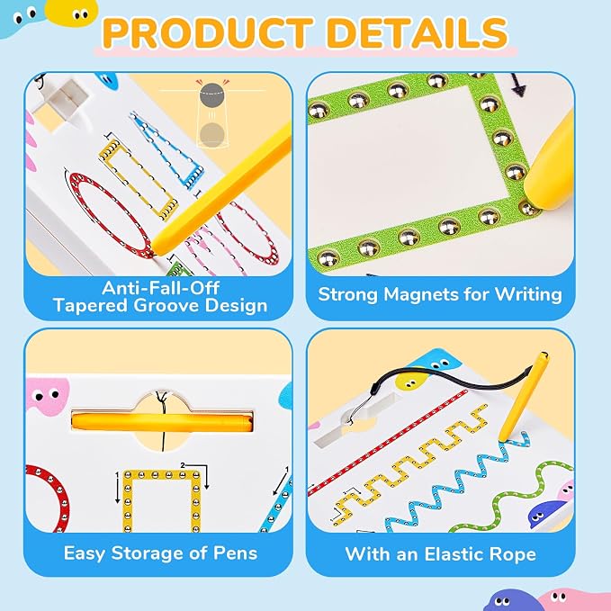 JoyCat Magnetic Shapes and Lines Tracing Board, 2-in-1 Pencil Control Toy - Image 6