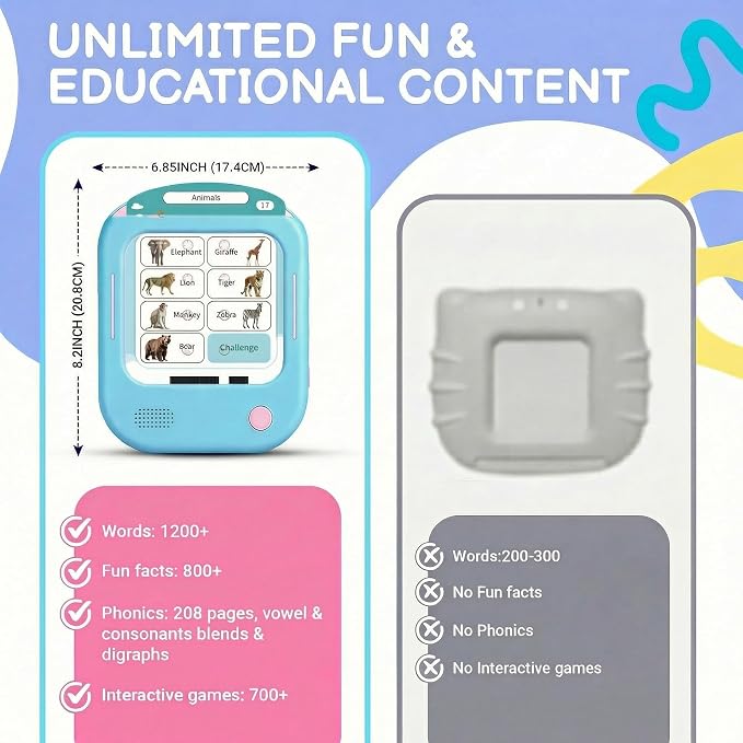 QuTZ Talking Flash Cards, Phonics Flash Cards, Learn to Read with 246 Pages, 29+ Themes, 1200+ Words & Fun Facts, 700+ Interactive Games, Toddler Learning Toys for 2-6 Year Old, 272 Pages - Image 6