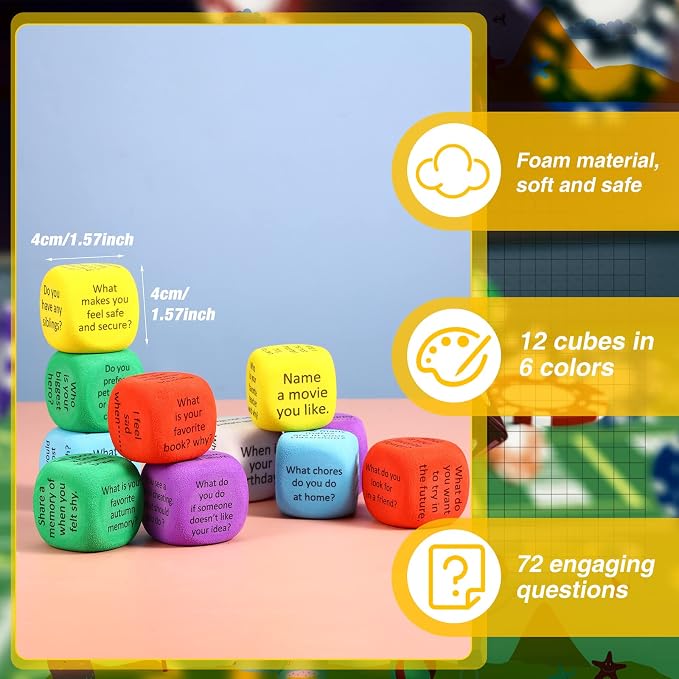 Hanaive 12 Pcs Learning Conversation Cubes,Foam - Image 4