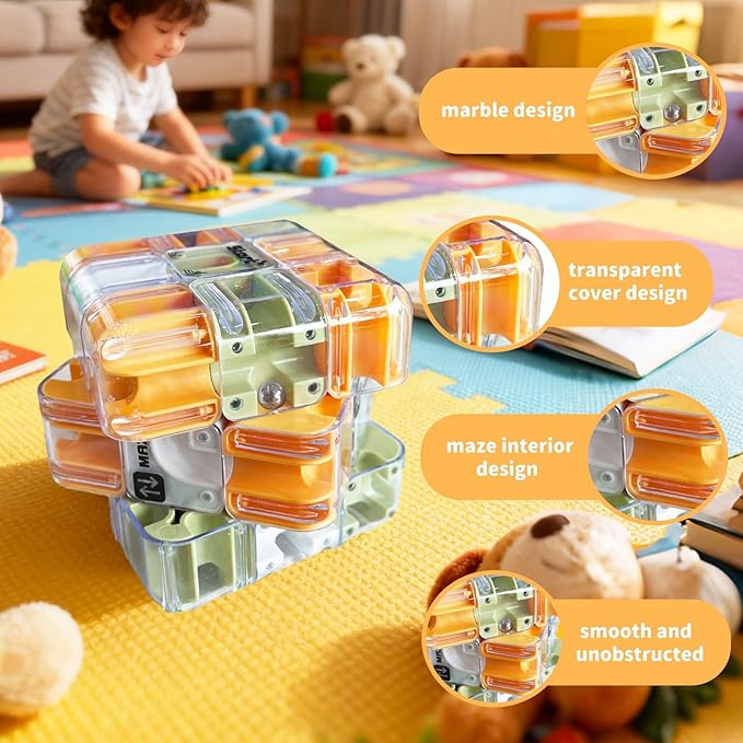 3D Maze Cube Ball for Adults & Kids, Labyrinth Puzzle Brain Teaser Game, Educational Learning Toys for Logical Thinking, Family Board Games, Durable Puzzle Cube Gift for Birthday and Holidays