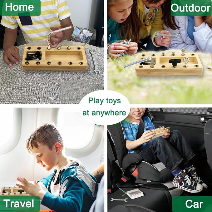 Inslat Montessori Screwdriver Board Set, Wooden Montessori Toy Tool for 3 4 5 Year Old Kids, Educational Screw Board Sensory Learning Toys STEM Fine Motor Skills Toys - Image 7