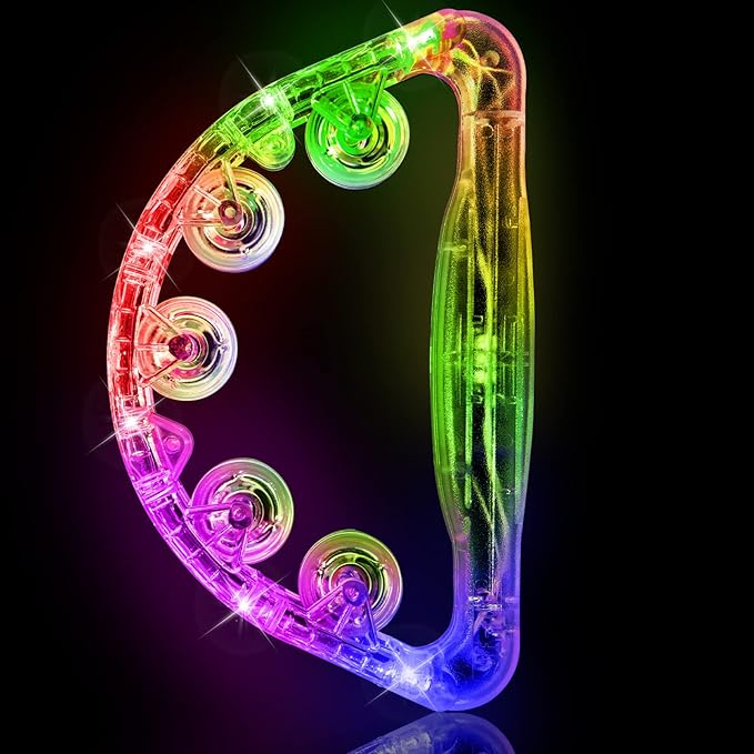 Aywewii LED Tambourine - Musical Light Up Sensory Toys for Kids with Autism, Special Needs Toys for Children, Birthday Gifts for Boys & Girls, Glow in The Dark Party Favors