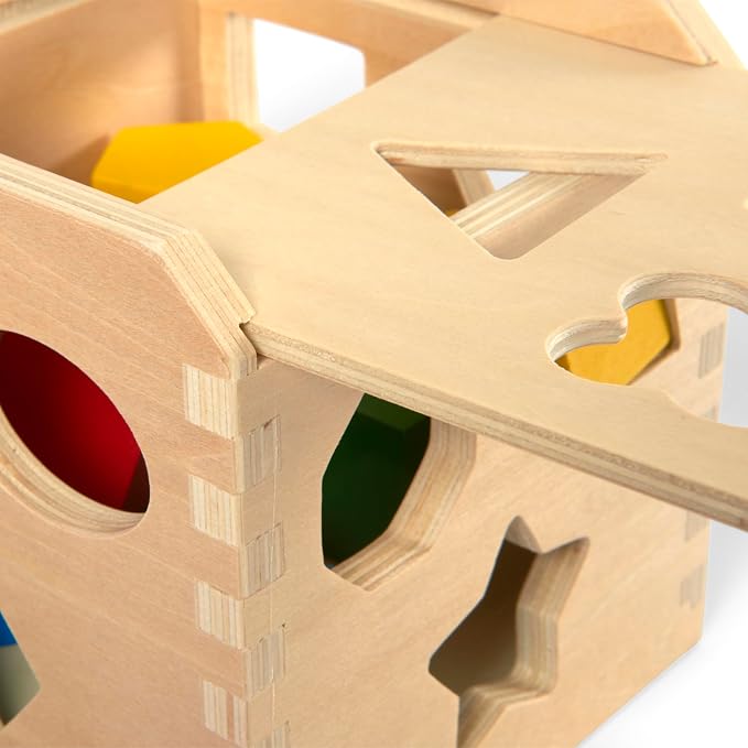 Melissa & Doug Shape Sorting Cube - Classic Wooden Toy With 12 Shapes - Image 9
