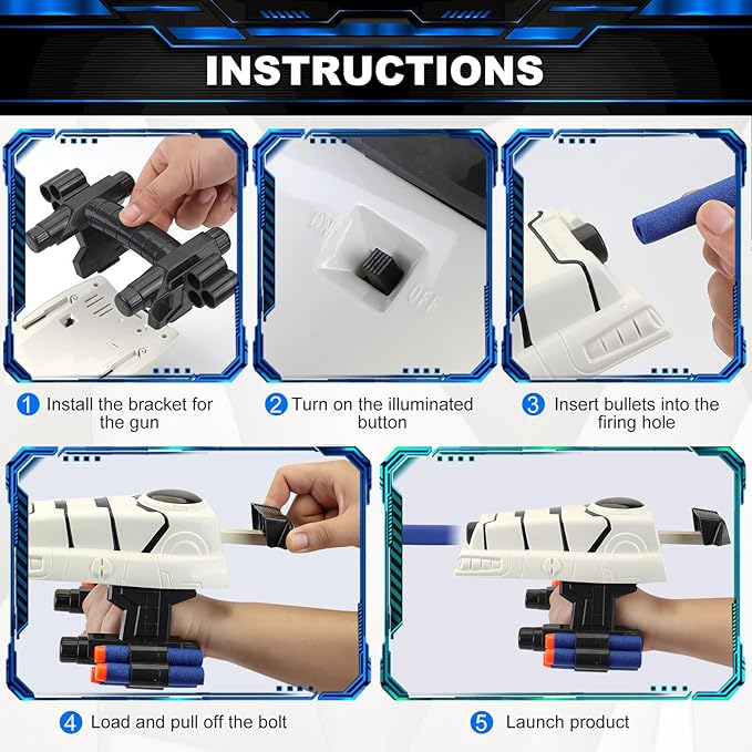 Star & Wars Stormtrooper Toys Foam Blaster for 5 6 7 8 9 + Year Old Boys, Superhero Power Blast Gauntlet Toys with 30 Darts for Costume & Role Play Gifts for Birthday Christmas