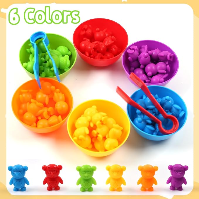 UNIQUE KIDS Counting Matching Game with Sorting Cups, Color Classification and Sensory Training Educational Learning Toys Set Gift for Toddlers Preschool Ages 3 Years and up - Image 2