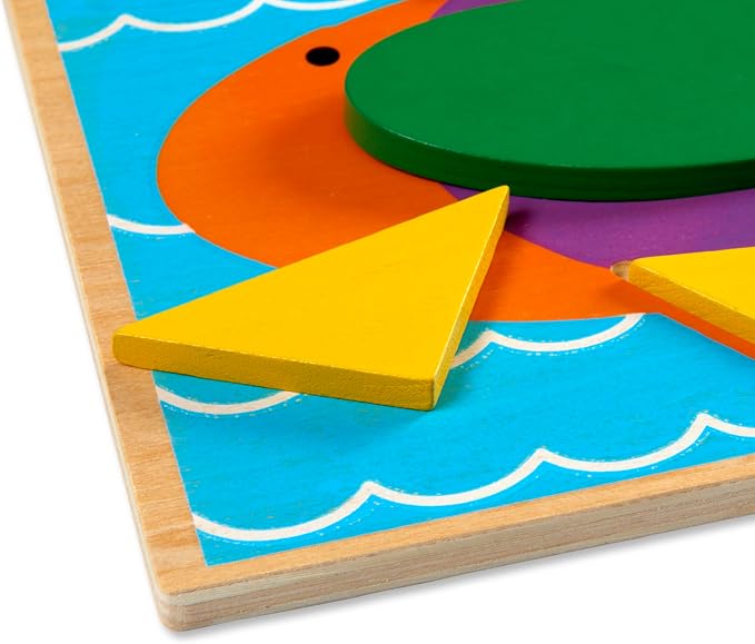 Melissa & Doug Beginner Wooden Pattern Blocks Educational Toy with 5 Double-Sided Scenes and 30 Shapes Puzzles for Kids 3+ - Image 4