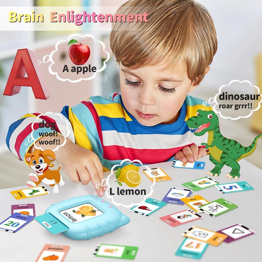 Eaever 252 Words Talking-Flash-Cards, Birthday Gifts for Boys 3 4 5 6 Year Old, Pocket Speech Language Learning Toys, Blue - Image 5