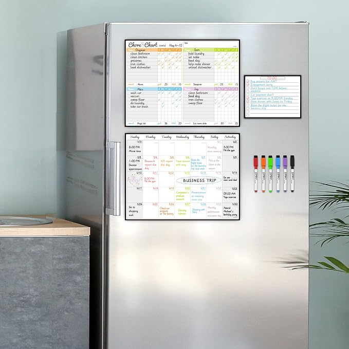 Magnetic Dry Erase Chore Chart and Calendar Bundle for Fridge - Chore Chart for Multiple Kids,Monthly Calendar,One Bonus to-do Whiteboard and 6 Extra Fine Tips Markers Included! - Image 6