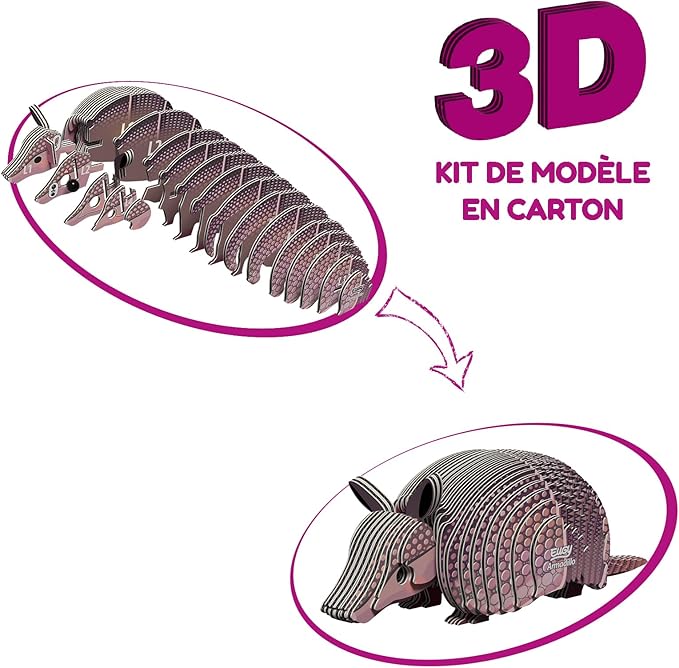 Eugy Armadillo 3D Puzzle - 42 Piece Eco-Friendly Educational Toy Puzzle for Boys, Girls & Kids Ages 6+