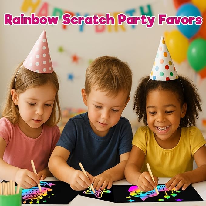ZMLM Scratch Art Crafts Girls Gifts, 100pcs Rainbow Scratch Paper Art for 3 4 5 6 7 8 9 Years Old Girls and Boys Kids, Arts and Crafts for Kids 4-6 Toys and Party Favors (Pink)