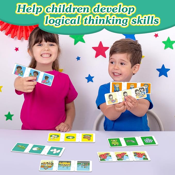 Kasfalci Sequencing Puzzle Cards,Sequence Board Game for Kids,Speech Therapy Materials for Autism,Storytelling,Social Skills,Sentence Building,Toddler Puzzles,Learning Activities,Classroom &Homeschool - Image 3