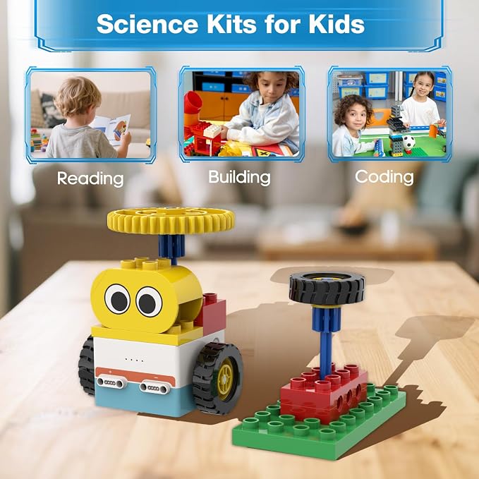 10-in-1 ICBlocks Screen-Free Coding Robot Kit for Kids, 85+ PCS Science Kits, Stem Robotics Building, Educational Coding Projects Gifts for Boys & Girls Ages 3-6 Years - Image 4