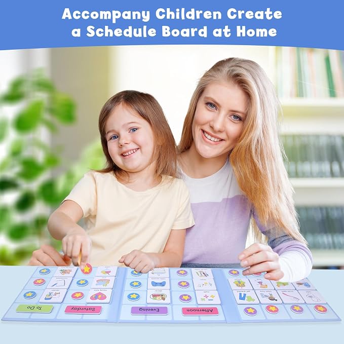Magnetic Visual Schedule for Kids - Morning & Bedtime Routine Chart with 96 Activity Magnets, Foldable Board for Daily Routine, Chore Organizer & ADHD Tools - Image 5