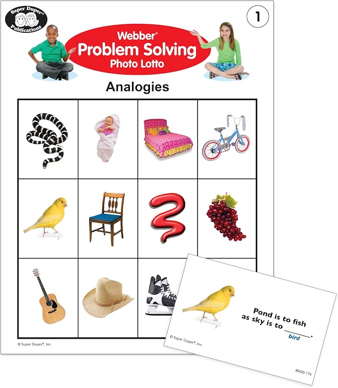 Super Duper Publications | Webber® Problem Solving Bingo, Inferencing, Sequencing, Analogies, Classifying, Predicting, and What Doesn't Belong Cards | Educational Resource for Children - Image 3