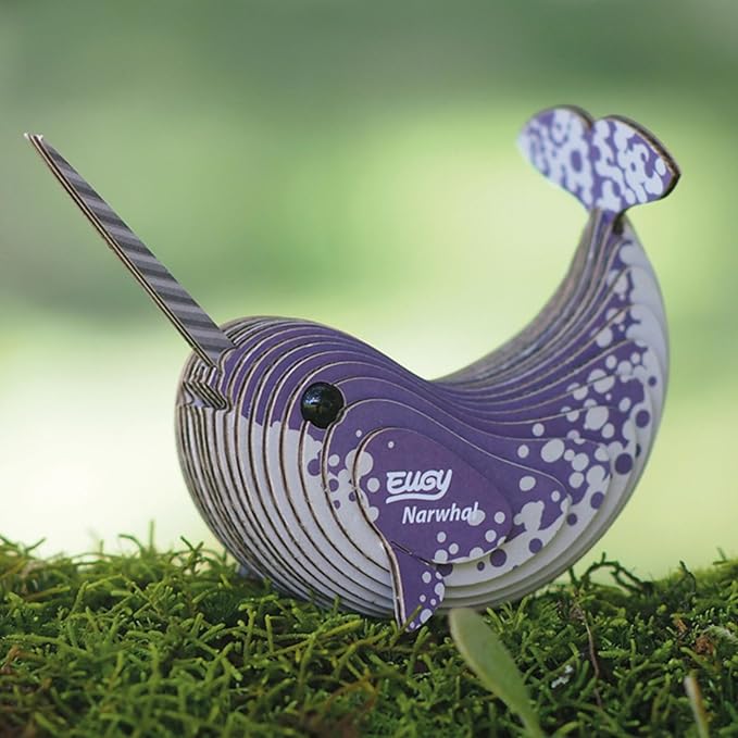 Eugy Narwhal 3D Puzzle, 23 Piece Eco-Friendly Educational Toy Puzzles for Boys, Girls & Kids Ages 6+