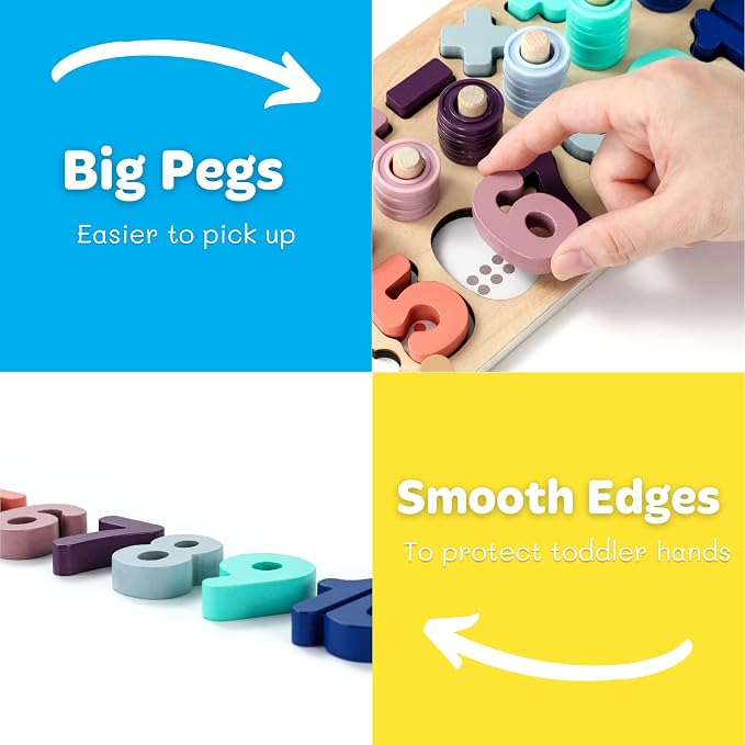 GeroCrew Toddler Montessori Toys Teaches Number, Counting, Math, Stacking Fun Preschool Learning Activates for Boy and Girl | Year Old Boy Gifts and Beyond! (Macaron) - Image 2