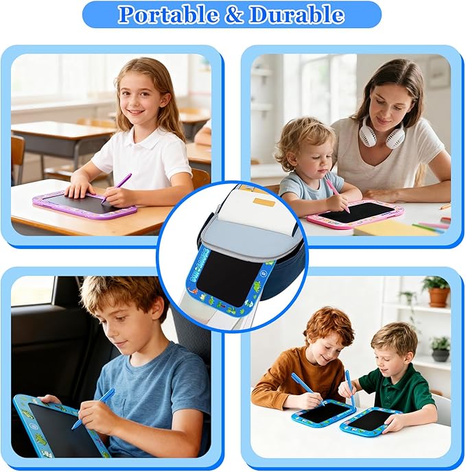 LCD Writing Tablet for Kids,12Inch Colorful Reusable Erasable Electronic Toddler Doodle Board Drawing Tablet Pads,Educational Learning Toys, Gifts for 3 4 5 6 7 8 Year Old Boys (DarkBlue-12IN)