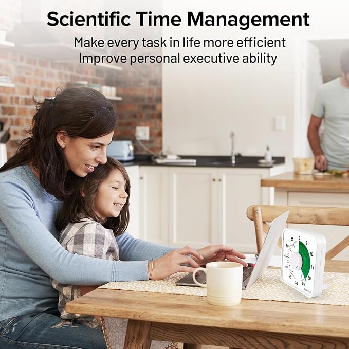 Secura 7.5 Inch Visual Timer, 60 Minute Oversize Visual Countdown Timer for Kids and Adults, Durable Mechanical Time Management Tool (Green) - Image 5