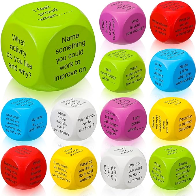 Hanaive 12 Pcs Learning Conversation Cubes,Wood by Hanaive