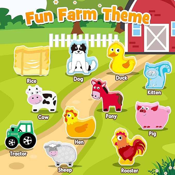 IPOURUP Montessori Toys for Kids 3-7 Wooden Farm Animal Blocks Stacking Games Educational Toy for 3 4 5 6 Year Old Girls Boys Christmas Birthday Gifts for Grandkids Toddler Balance Game Girls Age 3-5 - Image 5