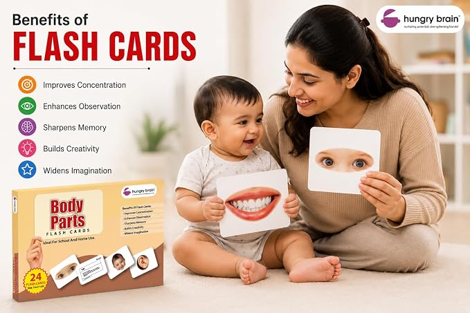 Hungry Brain Body Parts Flash Cards for Toddlers Ages 3 Months to 6 Years | Montessori Human Body Vocabulary Cards for Kids | Educational Learning Cards for Preschool, Kindergarten, Memory - Image 7