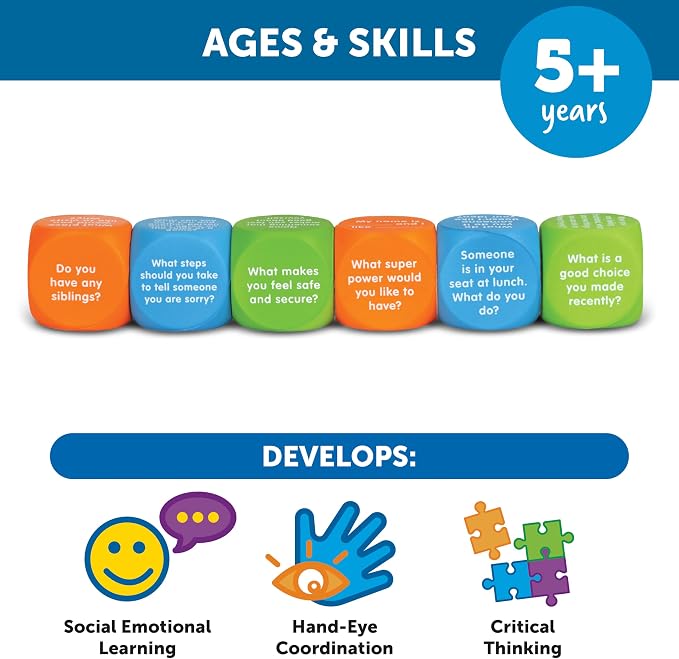 Learning Resources Let's Talk Cubes - Social Emotional Activities, Speech Therapy Materials, Ice Breaker, Occupational Sensory Gifts For Boys And Girls, Classroom Must Haves, Teacher Supplies - Image 5