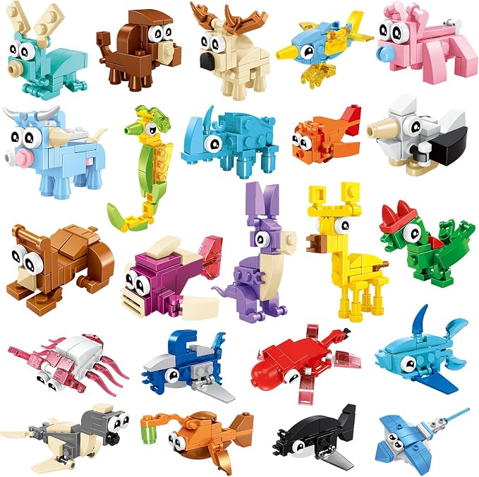 BRICHBROW 24 Pack Mini Animal Building Blocks STEM Party Favors for Kids by BRICHBROW