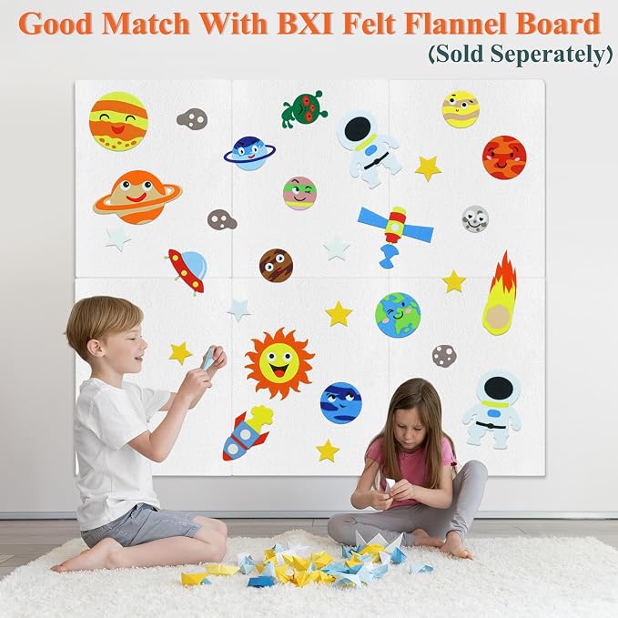 BXI 30 Pcs Universe Felt Board Story Pieces Set for Toddlers, Preschool & Kindergarten, Precut Felt Marine Life Figures for Preschool Crafts Activity Early Learning Storytelling - Image 3