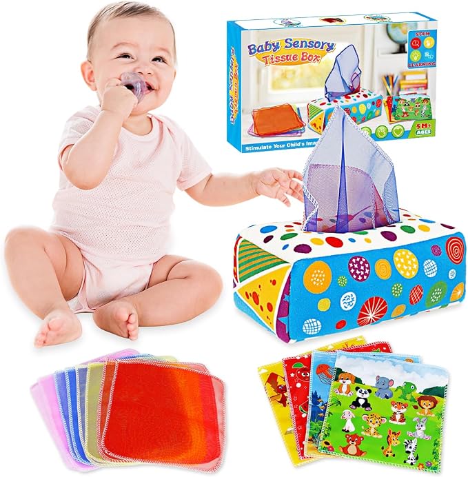 Baby Toys 6-12 Months: Baby Tissue Box 6 Month Old Montessori Toy by Aiduy