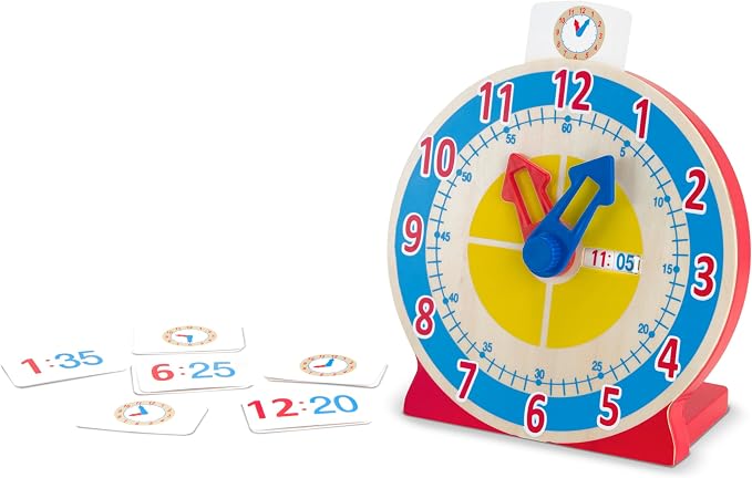Melissa & Doug Turn & Tell Wooden Clock - Educational Toy with 12+ Reversible Time Cards - Image 8