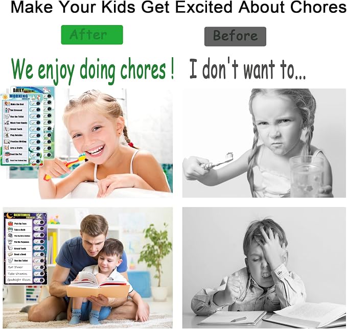 Chore Chart for Kids Toddler Chore Board, Sliding Chore Board Planning Board, Reusable Behavior Dry Erase Daily Routine Chart, Schedule Board for Home to Do List Magnetic Chore Chart（3 Pack） - Image 7