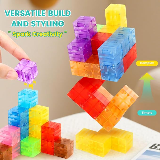 ZHENFINITY 200PCS Rainbow Magnetic Building Blocks, STEM Construction Toy - Image 3
