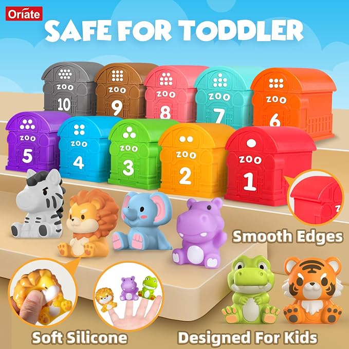 Montessori Learning Toys for 1,2,3 Year Old Toddlers, 20Pcs Animal Preschool Sensory Toys for Counting, Matching, Sorting & Fine Motor Games, Christmas Birthday Easter Gift for Baby Boys & Girls - Image 2