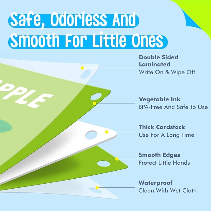 SpriteGru Alphabet Flash Cards, 52 Double Sided Cards, Uppercase & Lowercase Letter Cards, Letters and Sight Words Learning Cards for Preschool and Toddlers Learning - Image 3