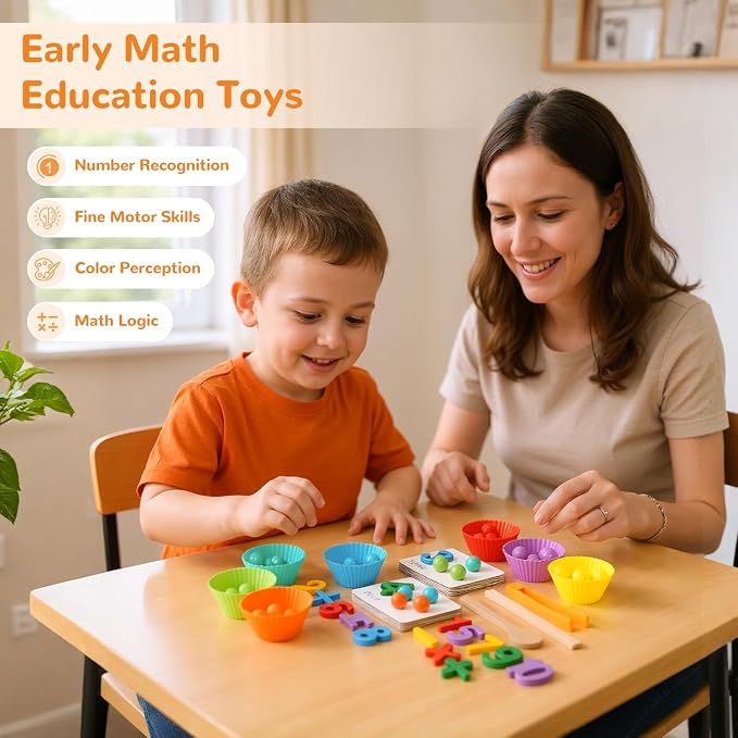 Wooden Peg Board Bead Game, Montessori Arithmetic Math Toy Set - Image 5