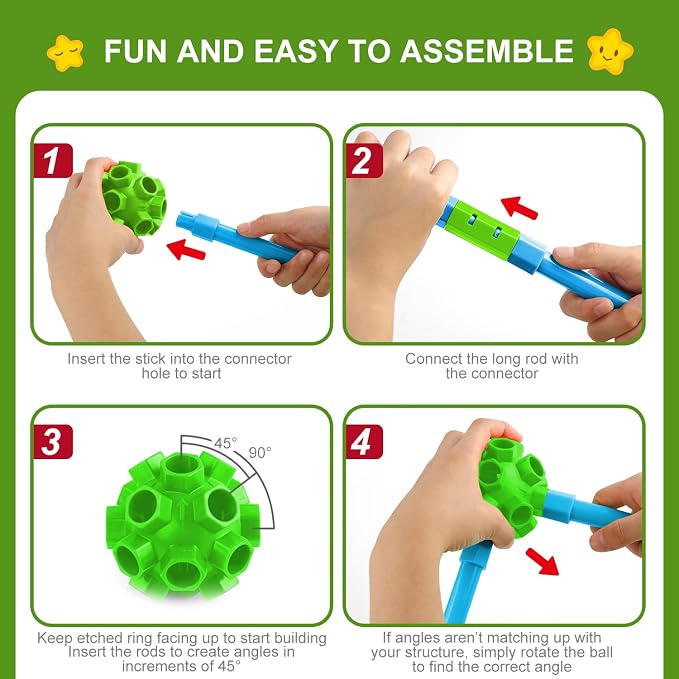 SpringFlower Fort Building Kit for Kids,STEM Construction Toys, Educational Gift for 3 4 5 6 7 8 9 10 11 12 Years Old Boys and Girls,Ultimate Creative Set for Indoor & Outdoors Activity,200 Pcs,Green - Image 2