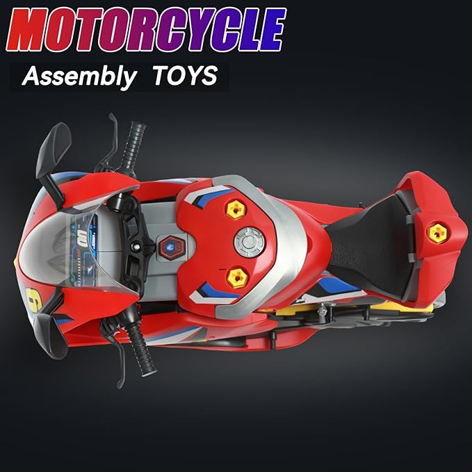 Take Apart Motorcycle Toys Kit, Motorcycle Model Toys for Kids Mechanic,Motorcycles Toy with Light, Sound & Spray for Toddlers 3+ Kids,Interactive Toy Engine Building Kit, Yellow